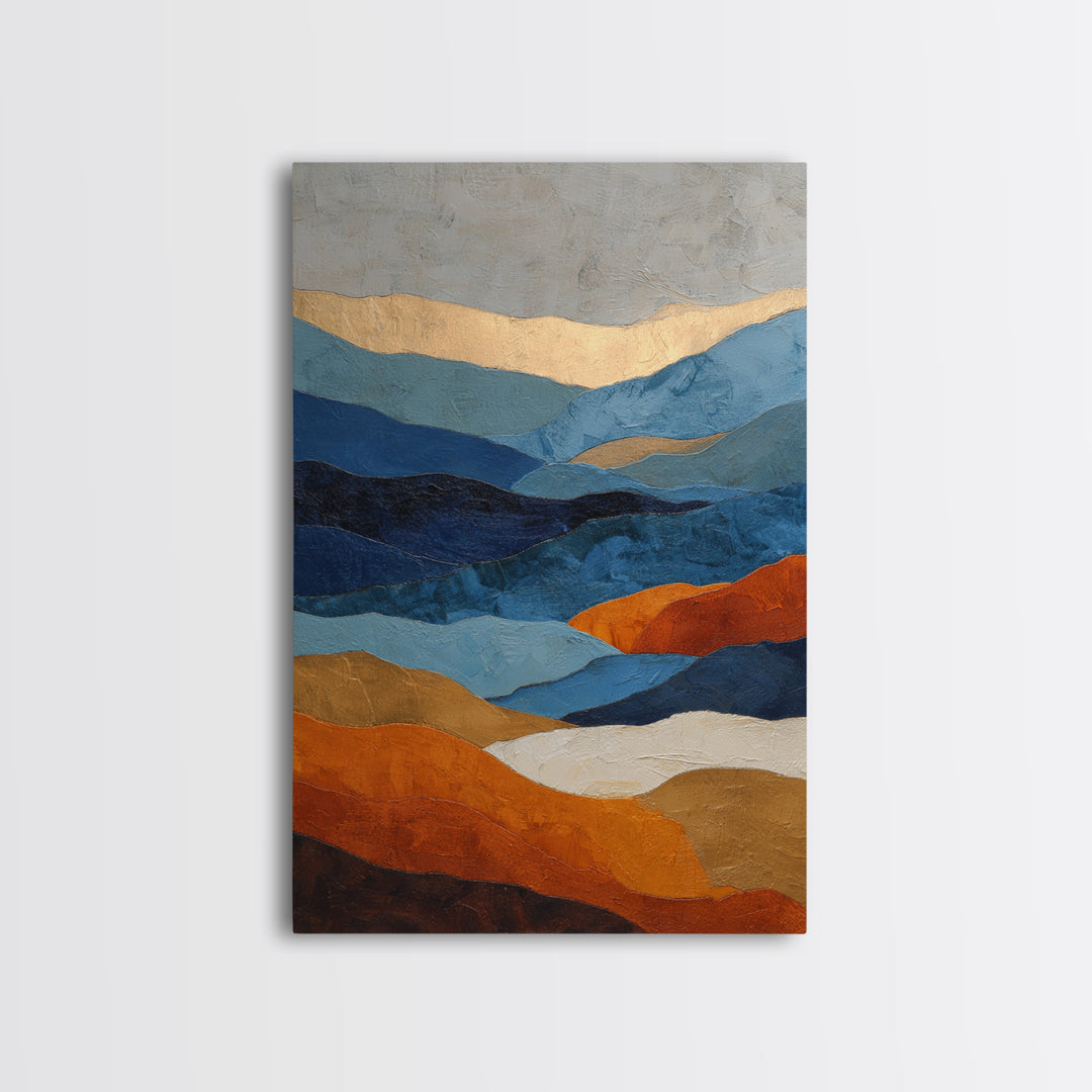 Blue Mountain Ridge Layers Framed Canvas Print, Monochrome Art, Wall Decor, Living Room Decor, Fine Art, Mono, Wall Art, MON-2x3-56