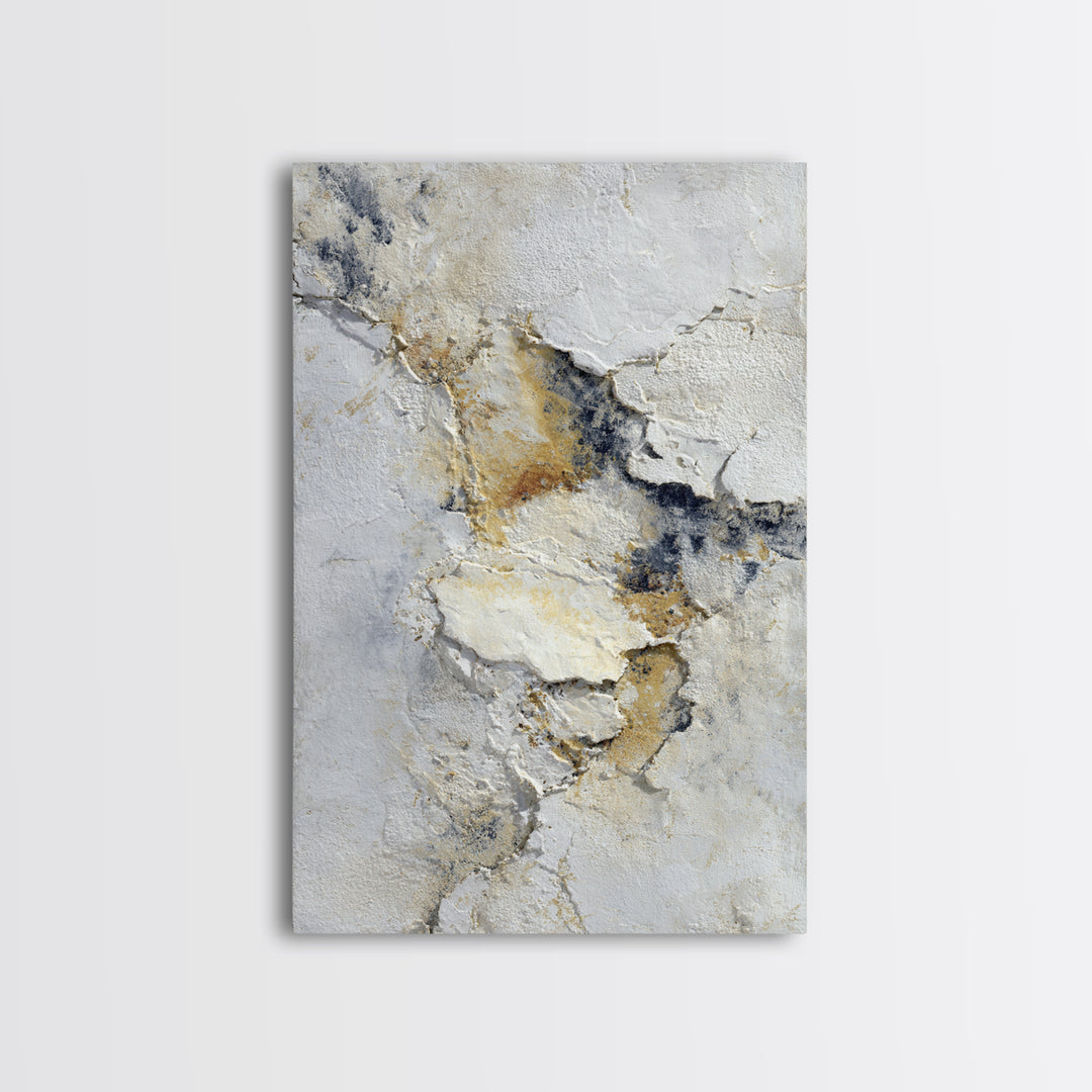 Ivory White Plaster Texture Composition Canvas Print, Monochrome Art, Original Painting, Living Room Decor, Fine Art, Mono, MON-2x3-61