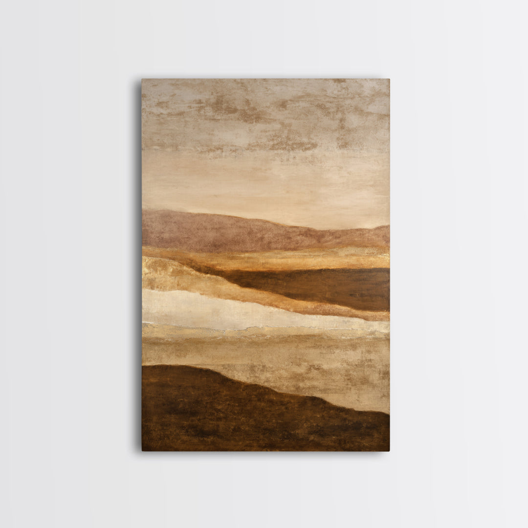Warm Brown Desert Landscape Canvas Print, Monochrome Art, Digital Wall Art, Living Room Decor, Oil Painting, Mono, MON-2x3-65