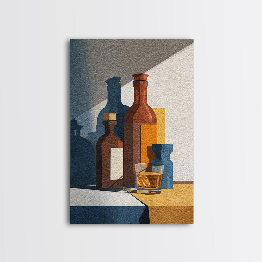 Brown Leather and Whiskey Still Life Canvas Print, Monochrome Art, Modern Wall Art, Living Room Decor, Fine Art, Mono, MON-2x3-7