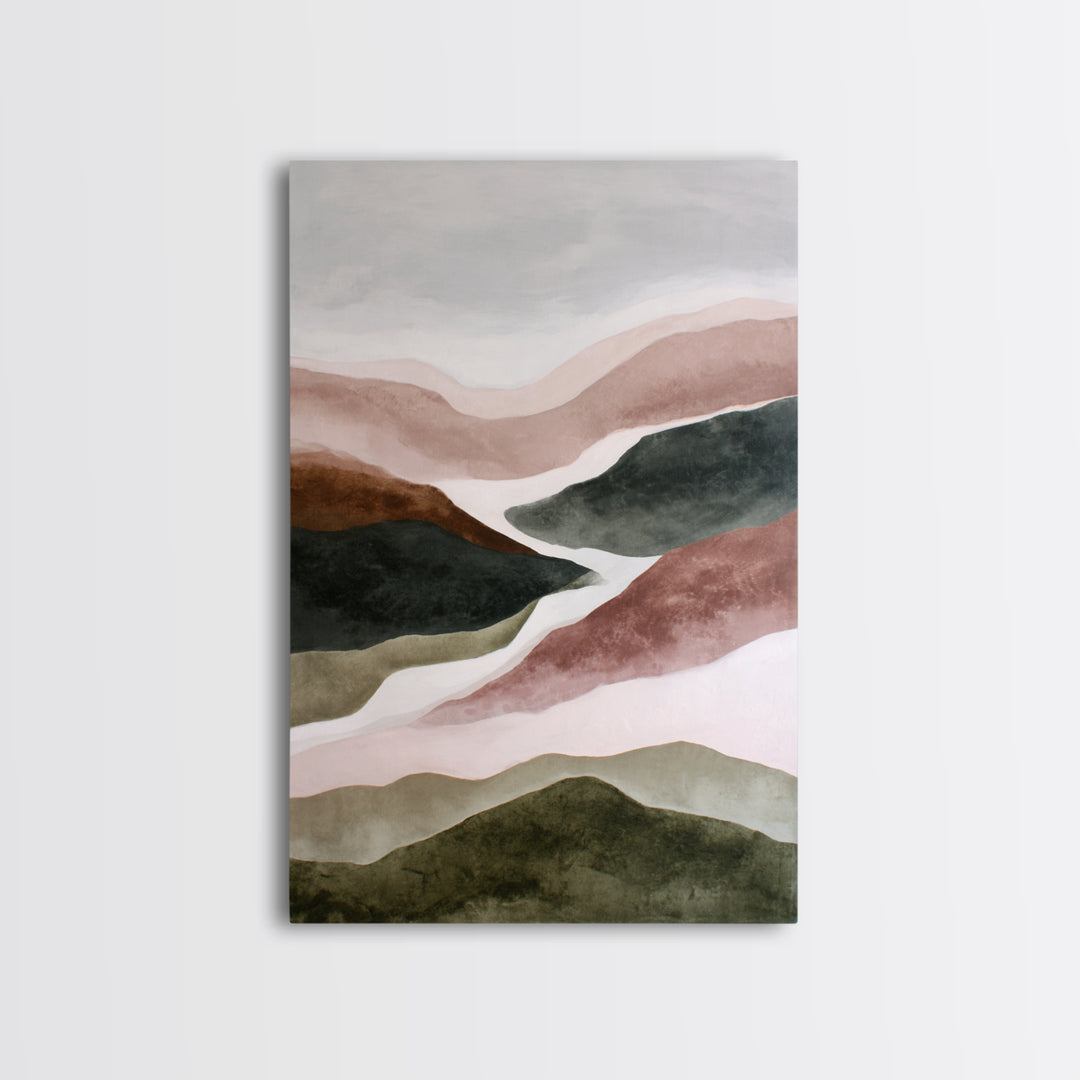 Charcoal Mountain Landscape Framed Canvas Print, Monochrome Art, Modern Wall Art, Living Room Decor, Mono, Statement Artwork, MON-2x3-84