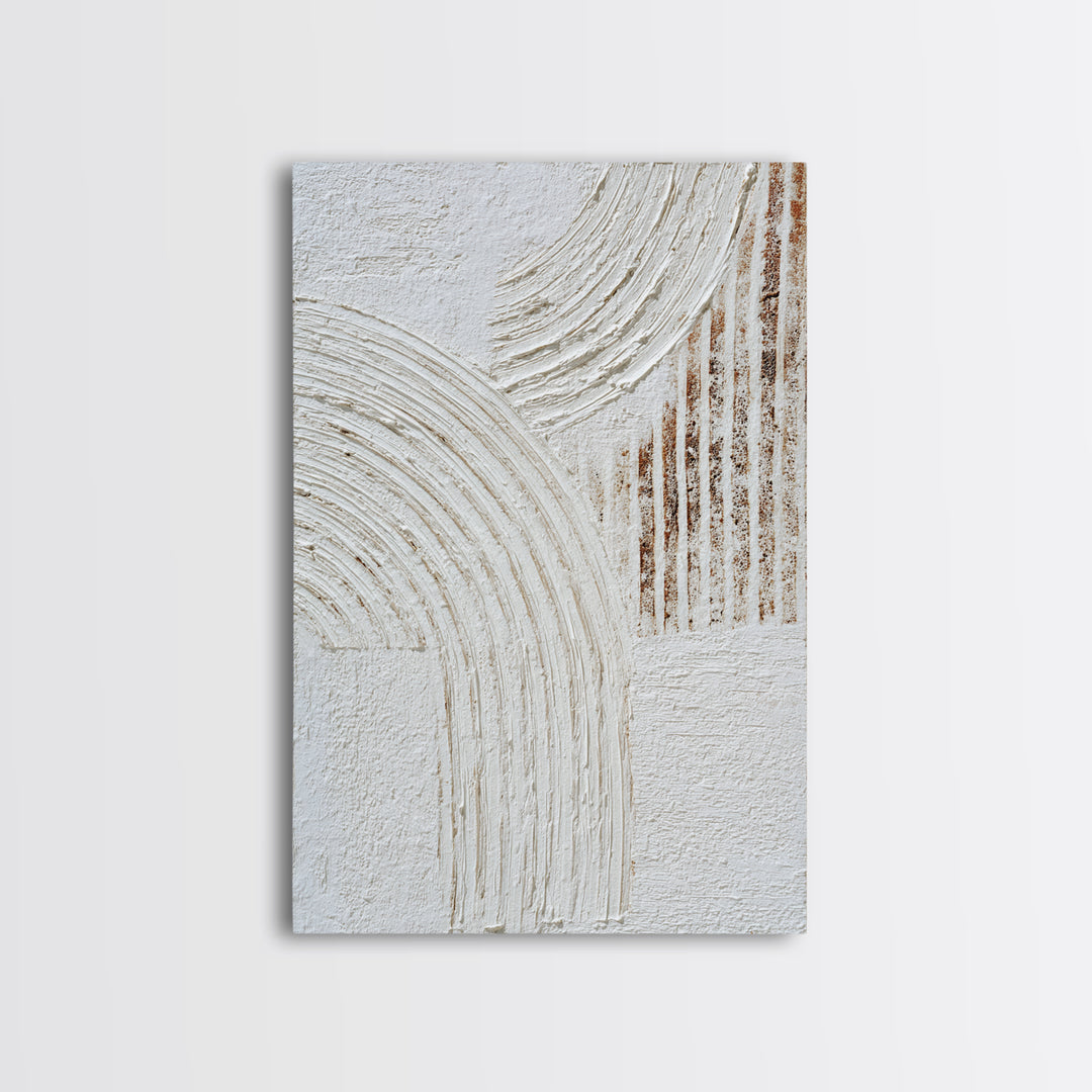 Ivory White Plaster Texture Composition Framed Canvas Print, Monochrome Art, Textured Wall Art, Living Room Decor, Mono, MON-2x3-85