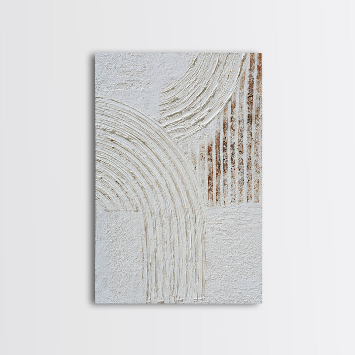 Ivory White Plaster Texture Composition Framed Canvas Print, Monochrome Art, Textured Wall Art, Living Room Decor, Mono, MON-2x3-85
