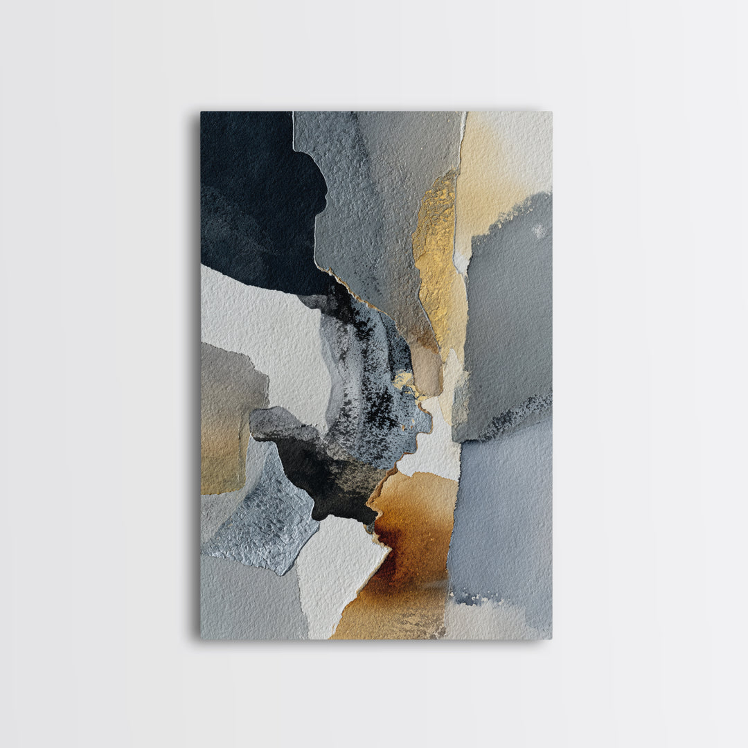 Black Ink Abstract Canvas Print, Monochrome Art, Digital Art, Living Room Decor, Fine Art, Mono, Dark Academia Decor, MON-2x3-86