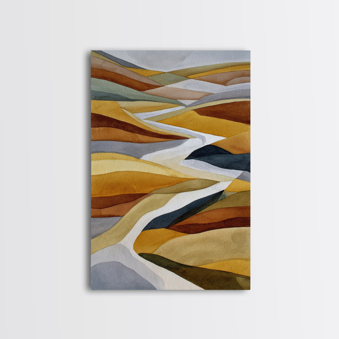Warm Brown Desert Landscape Framed Canvas Print, Monochrome Art, Digital Print, Living Room Decor, Fine Art, Mono, Modern Art, MON-2x3-89