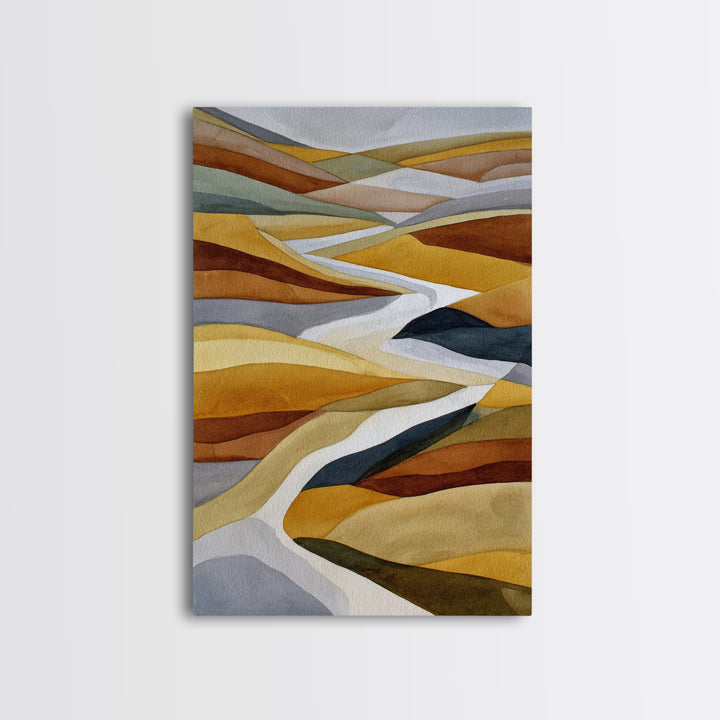 Warm Brown Desert Landscape Framed Canvas Print, Monochrome Art, Digital Print, Living Room Decor, Fine Art, Mono, Modern Art, MON-2x3-89