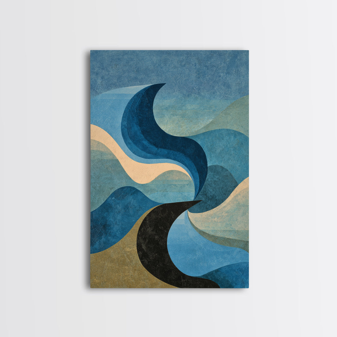 All Blue Ocean Abstraction Canvas Print, Monochrome Art, Poster, Living Room Decor, Fine Art, Mono, Textured Wall Art, MON-2x3-9