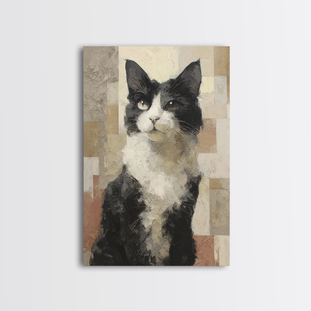 Monochrome Cat Portrait Canvas Print, Monochrome Art, Apartment Decor, Living Room Decor, Fine Art, Mono, Moody Wall Art, MON-2x3-91