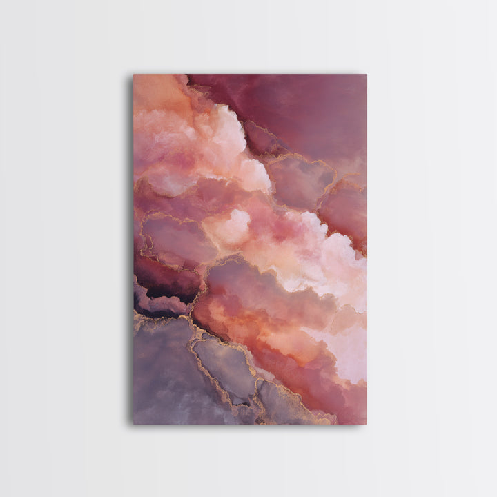 All Pink Cloudscape Framed Canvas Print, Monochrome Art, Gallery Decor, Living Room Decor, Abstract Art, Mono, Contemporary Art, MON-2x3-92