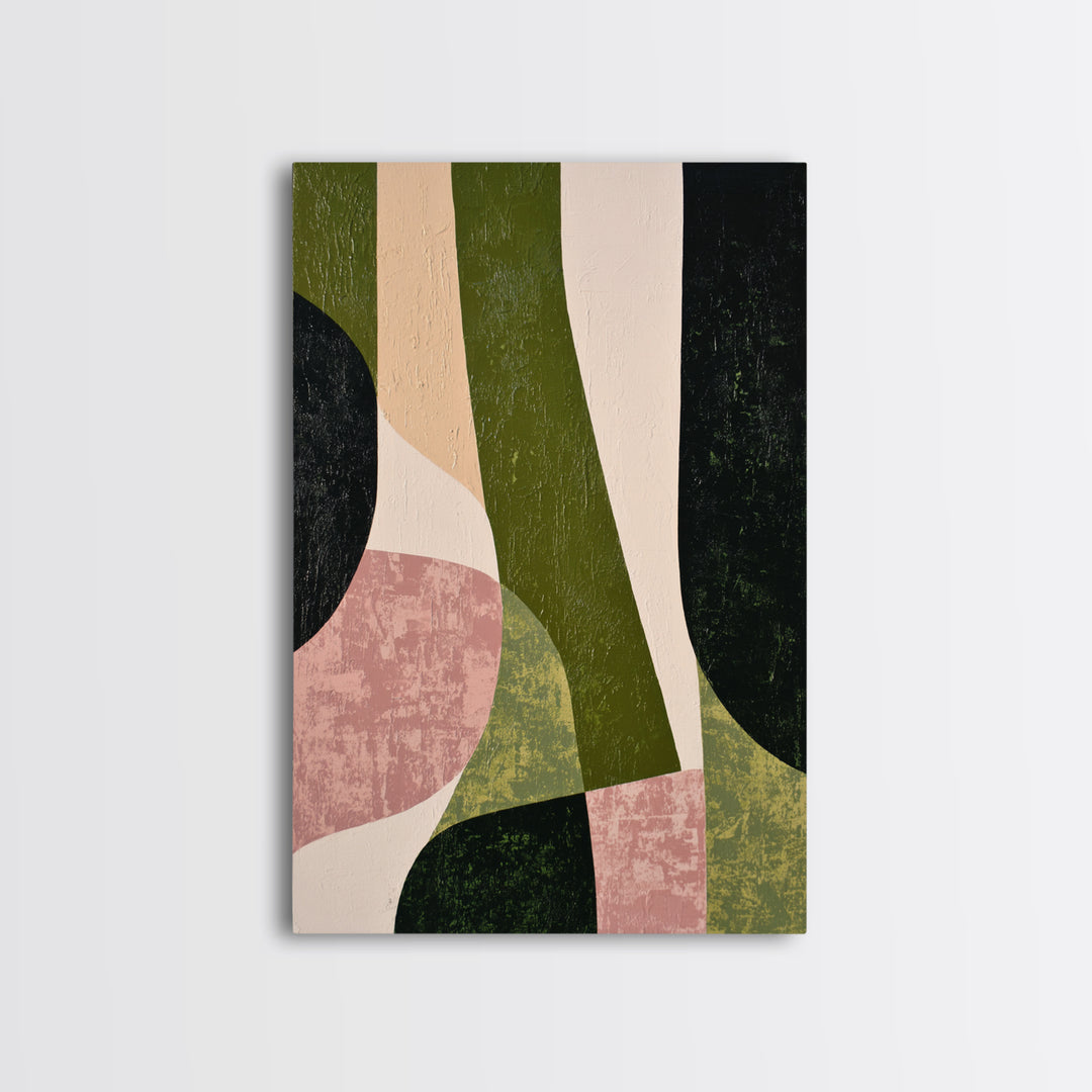 Deep Green Forest Silhouette Study Framed Canvas Print, Monochrome Art, Large Wall Art, Living Room Decor, Fine Art, Mono, MON-2x3-93
