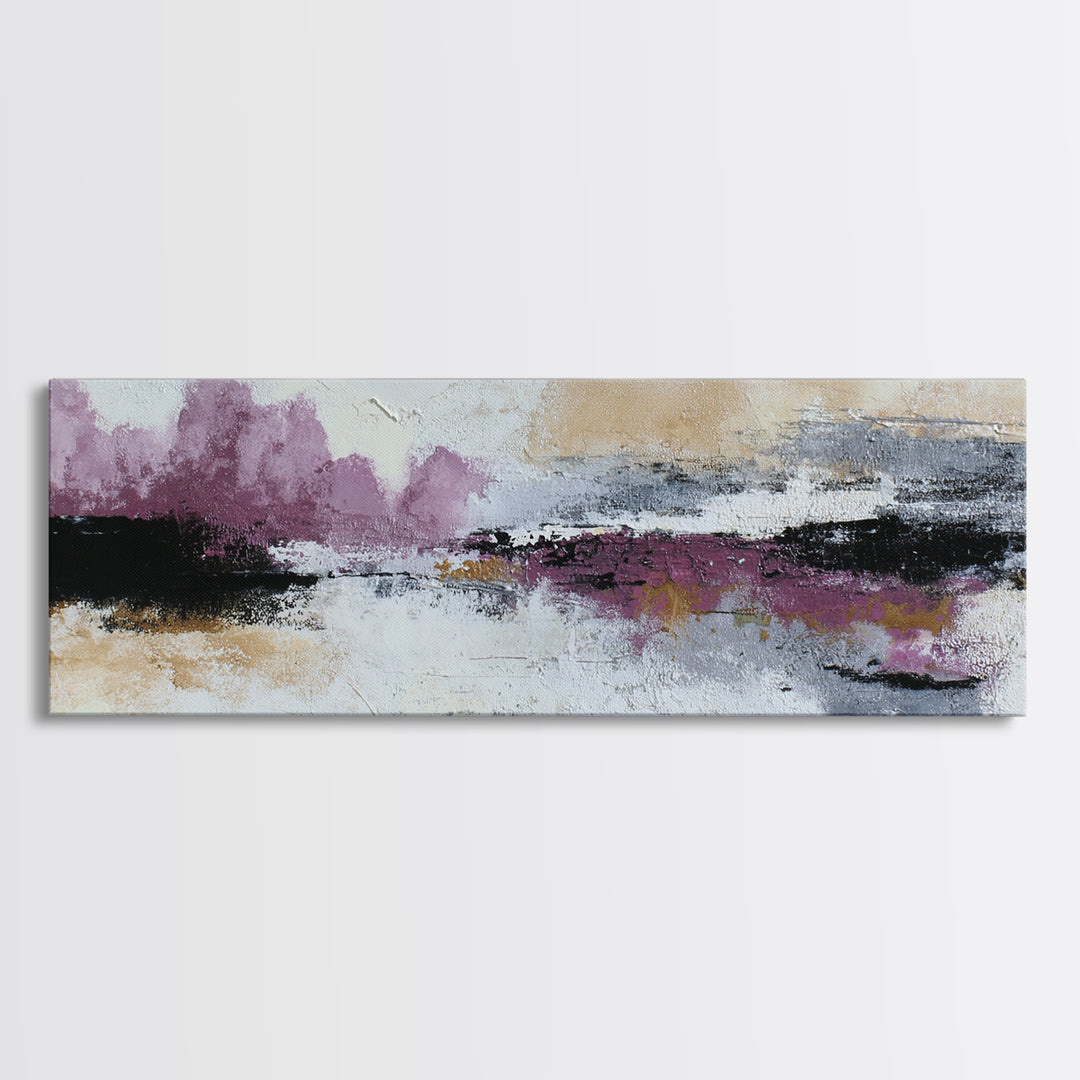 Silver Ocean Moonlight Scene Canvas Print, Monochrome Art, Wallpaper Mural, Living Room Decor, Watercolor Art, Mono, MON-3x1-11
