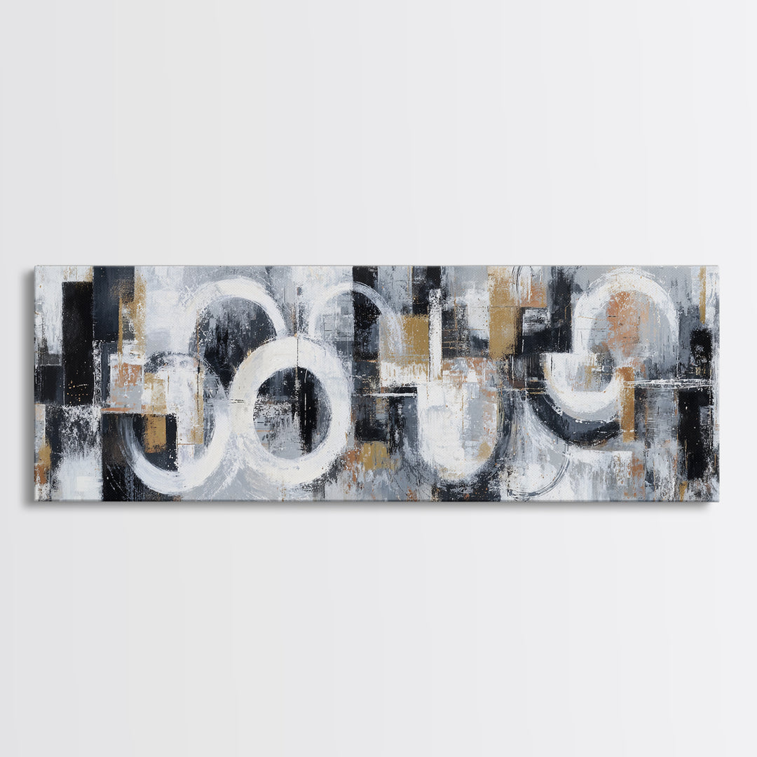 Black and White City Reflection Canvas Print, Monochrome Art, Large Wall Art, Living Room Decor, Mono, Modern Wall Art, MON-3x1-13