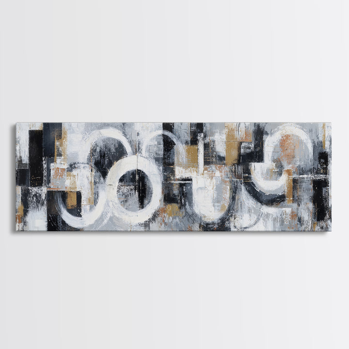 Black and White City Reflection Canvas Print, Monochrome Art, Large Wall Art, Living Room Decor, Mono, Modern Wall Art, MON-3x1-13