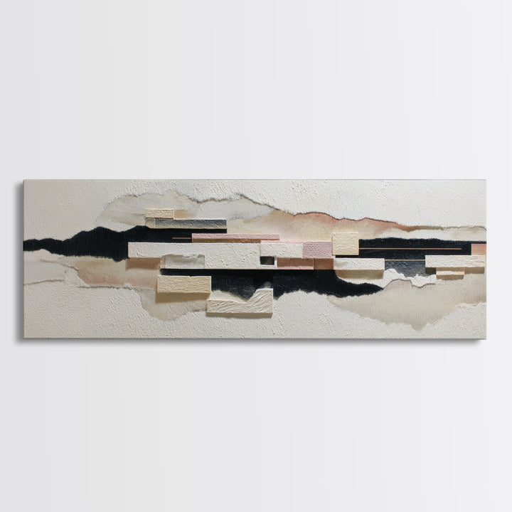 Cream on Cream Minimalist Forms Canvas Print, Monochrome Art, Moody Wall Art, Living Room Decor, Fine Art, Mono, MON-3x1-14