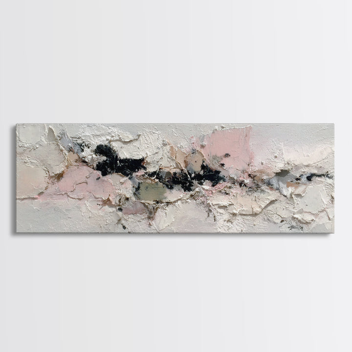 Ivory White Plaster Texture Composition Canvas Print, Monochrome Art, Living Room Decor, Fine Art, Mono, Gallery Decor, MON-3x1-21