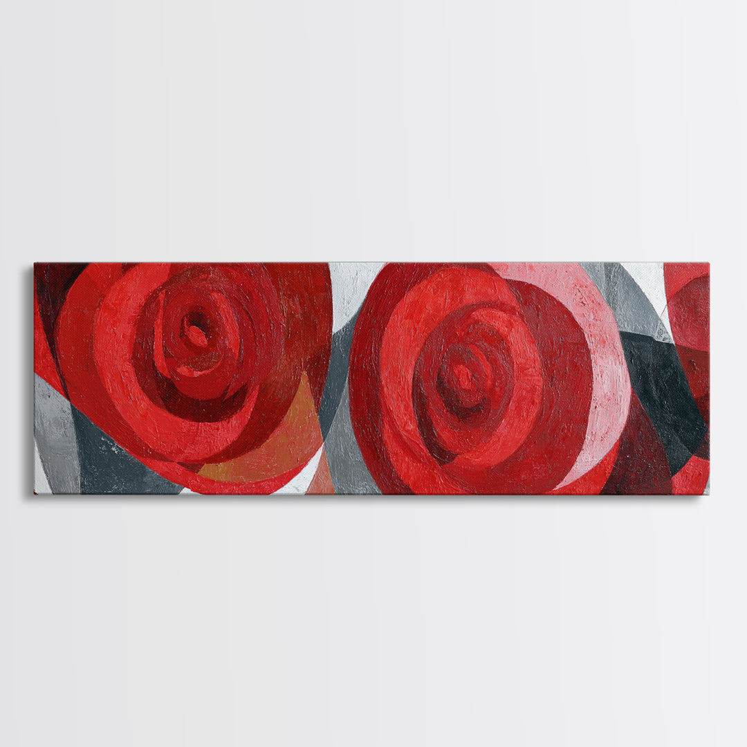Single Red Rose Rendered Only Framed Canvas Print, Monochrome Art, Statement Artwork, Living Room Decor, Fine Art, Mono, MON-3x1-23