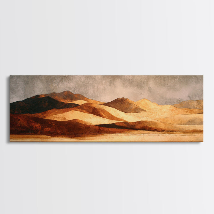 Warm Brown Desert Landscape Canvas Print, Monochrome Art, Dark Academia Decor, Living Room Decor, Fine Art, Mono, Wall Decor, MON-3x1-25