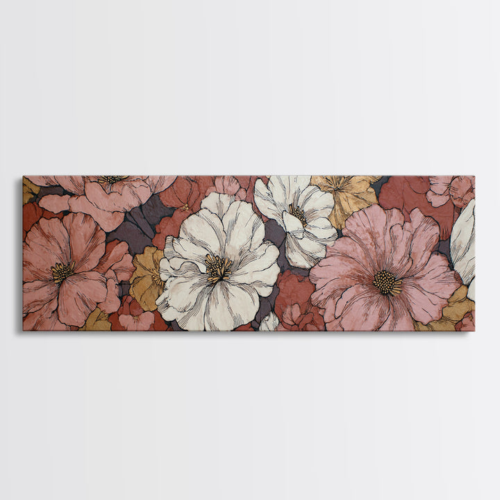 Monochrome Floral Bouquet Canvas Print, Monochrome Art, Printable Wall Art, Living Room Decor, Mono, Dark Academia Decor, MON-3x1-34