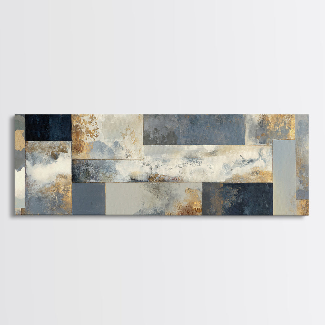 Silver Ocean Moonlight Scene Canvas Print, Monochrome Art, Luxury Decor, Living Room Decor, Oil Painting, Mono, MON-3x1-35