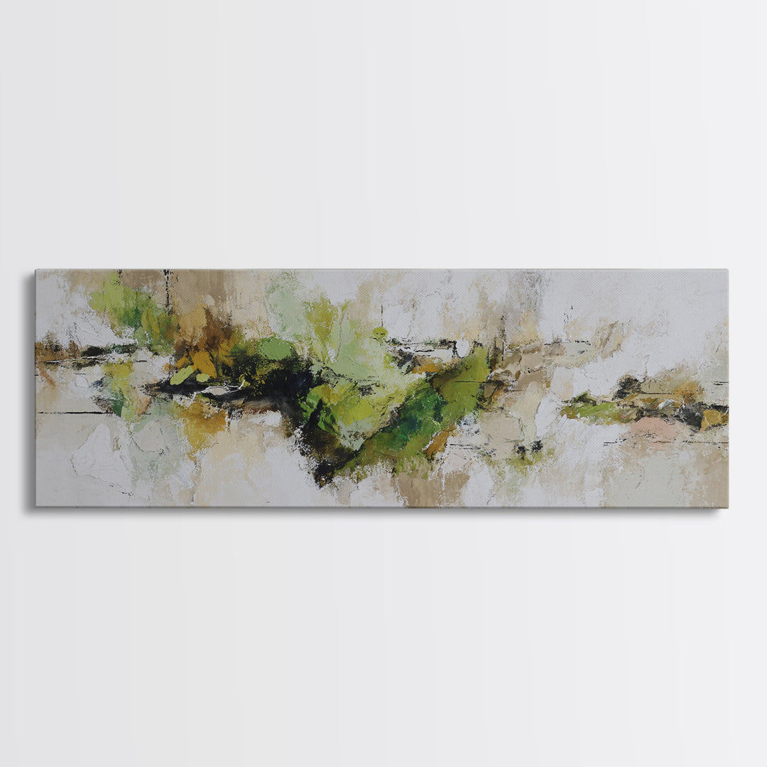 Green Botanical Study Canvas Print, Monochrome Art, Poster, Living Room Decor, Fine Art, Mono, Textured Wall Art, Digital Print, MON-3x1-43
