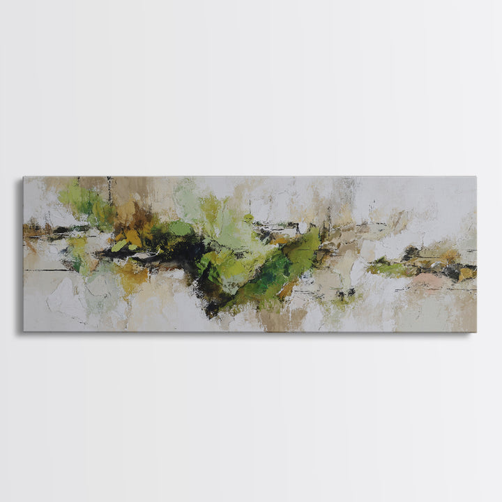 Green Botanical Study Canvas Print, Monochrome Art, Poster, Living Room Decor, Fine Art, Mono, Textured Wall Art, Digital Print, MON-3x1-43