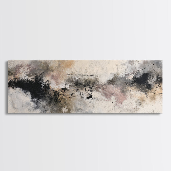 Black Ink Abstract Canvas Print, Monochrome Art, Living Room Decor, Abstract Art, Mono, Modern Art, Moody Wall Art, MON-3x1-46
