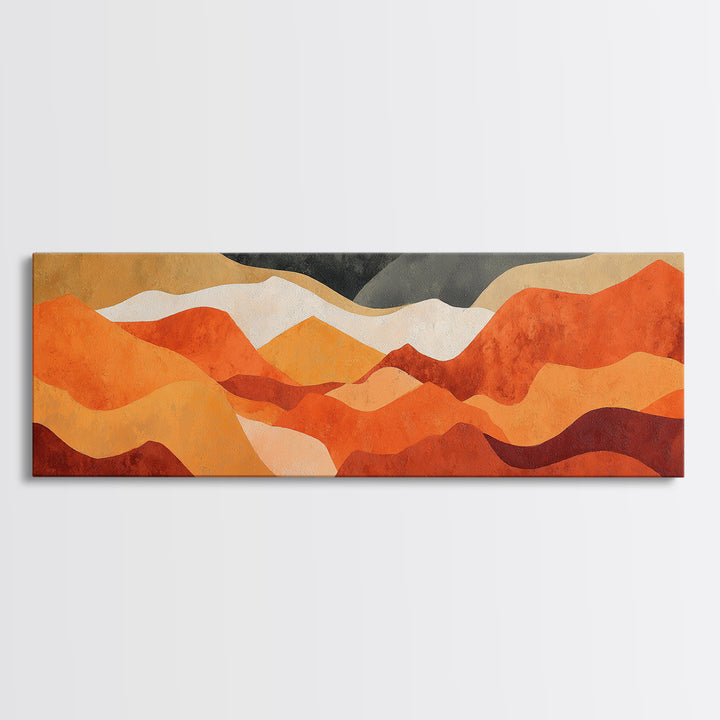 Burnt Orange Canyon Abstraction Framed Canvas Print, Monochrome Art, Textured Painting, Living Room Decor, Oil Painting, Mono, MON-3x1-56