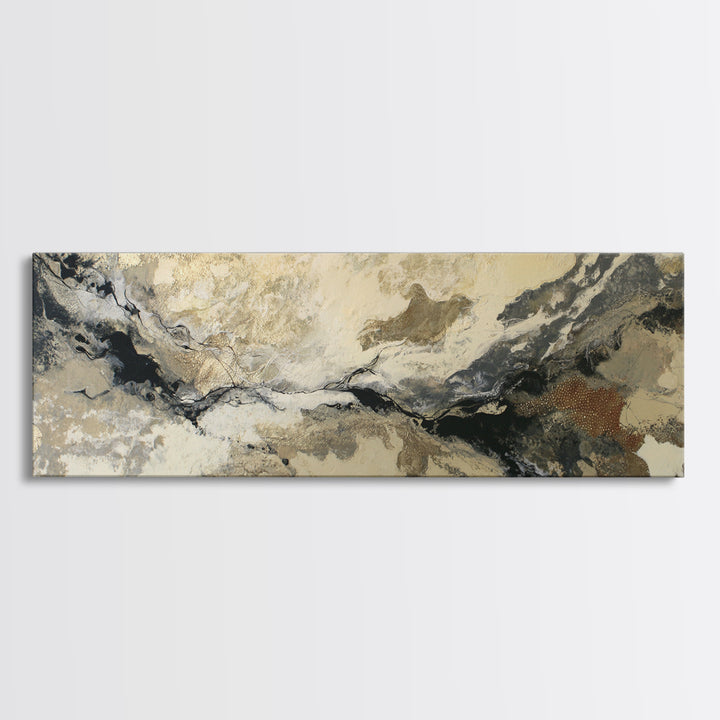 Silver Ocean Moonlight Scene Framed Canvas Print, Monochrome Art, Wall Art, Living Room Decor, Fine Art, Mono, Abstract Art, MON-3x1-59