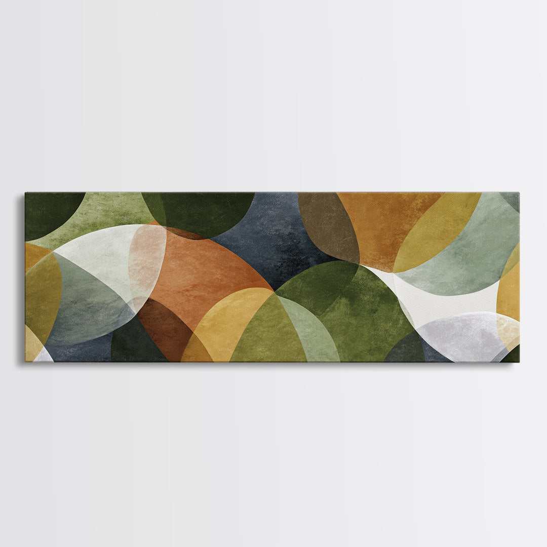 Olive Green Abstract Leaf Pattern Framed Canvas Print, Monochrome Art, Statement Artwork, Living Room Decor, Oil Painting, Mono, MON-3x1-60