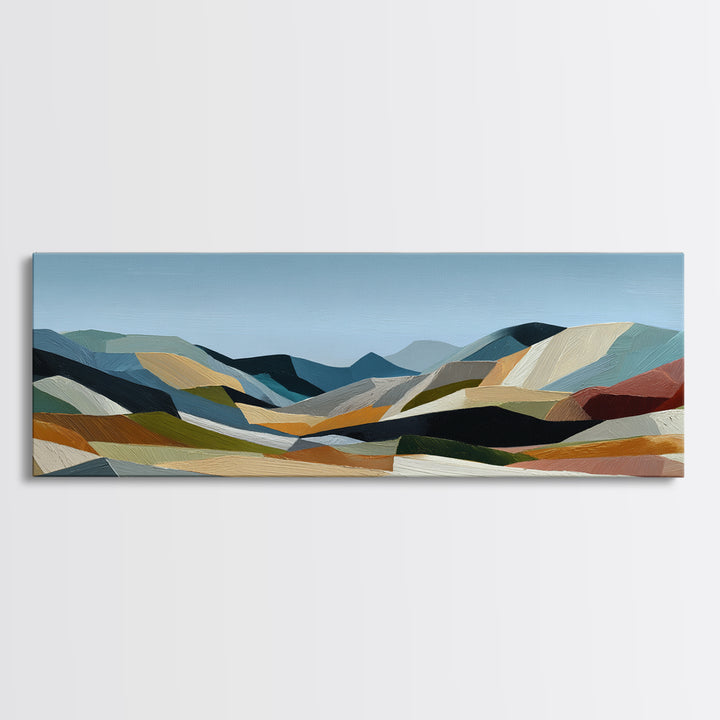 Blue Mountain Ridge Layers Framed Canvas Print, Monochrome Art, Boho Decor, Living Room Decor, Fine Art, Mono, Art Print, MON-3x1-64