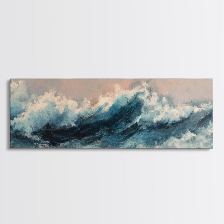 All Blue Ocean Abstraction Canvas Print, Monochrome Art, Modern Wall Art, Living Room Decor, Watercolor Art, Mono, MON-3x1-65