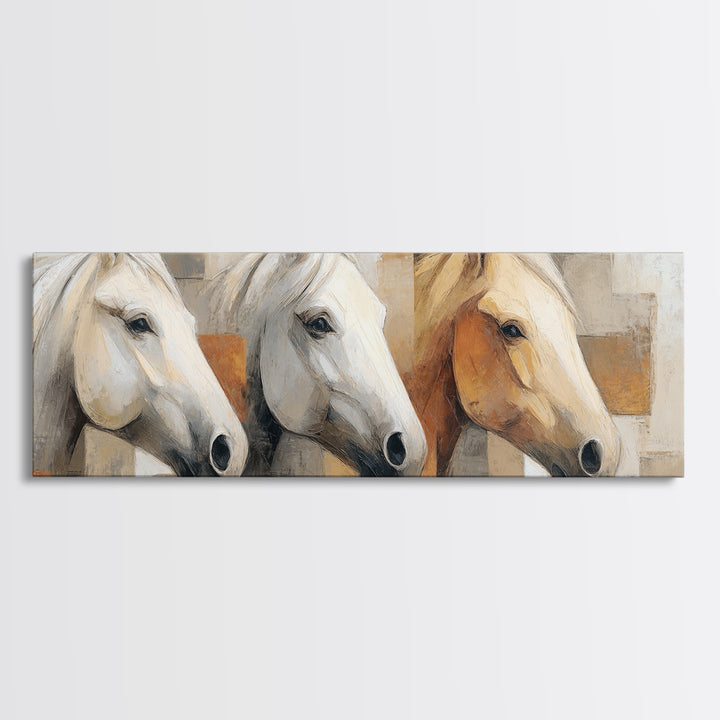 Sepia Horse Portrait Canvas Print, Monochrome Art, Textured Wall Art, Living Room Decor, Oil Painting, Mono, Wallpaper Mural, MON-3x1-66