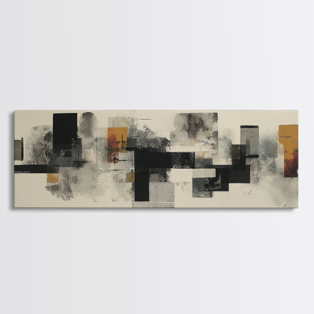 Black Ink Abstract Canvas Print, Monochrome Art, Luxury Decor, Living Room Decor, Abstract Art, Mono, Printable Wall Art, MON-3x1-70