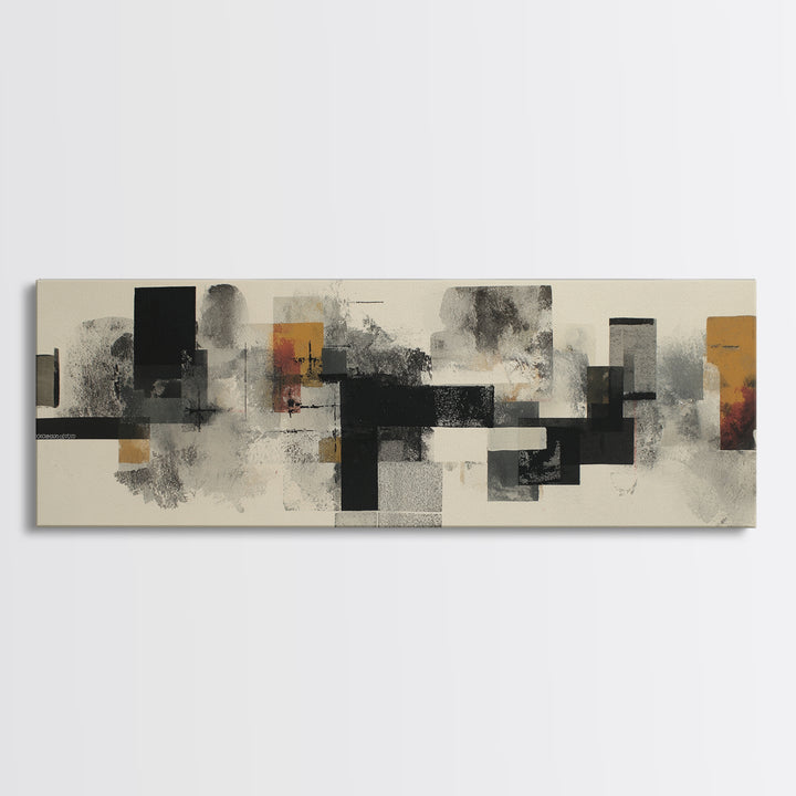 Black Ink Abstract Canvas Print, Monochrome Art, Luxury Decor, Living Room Decor, Abstract Art, Mono, Printable Wall Art, MON-3x1-70