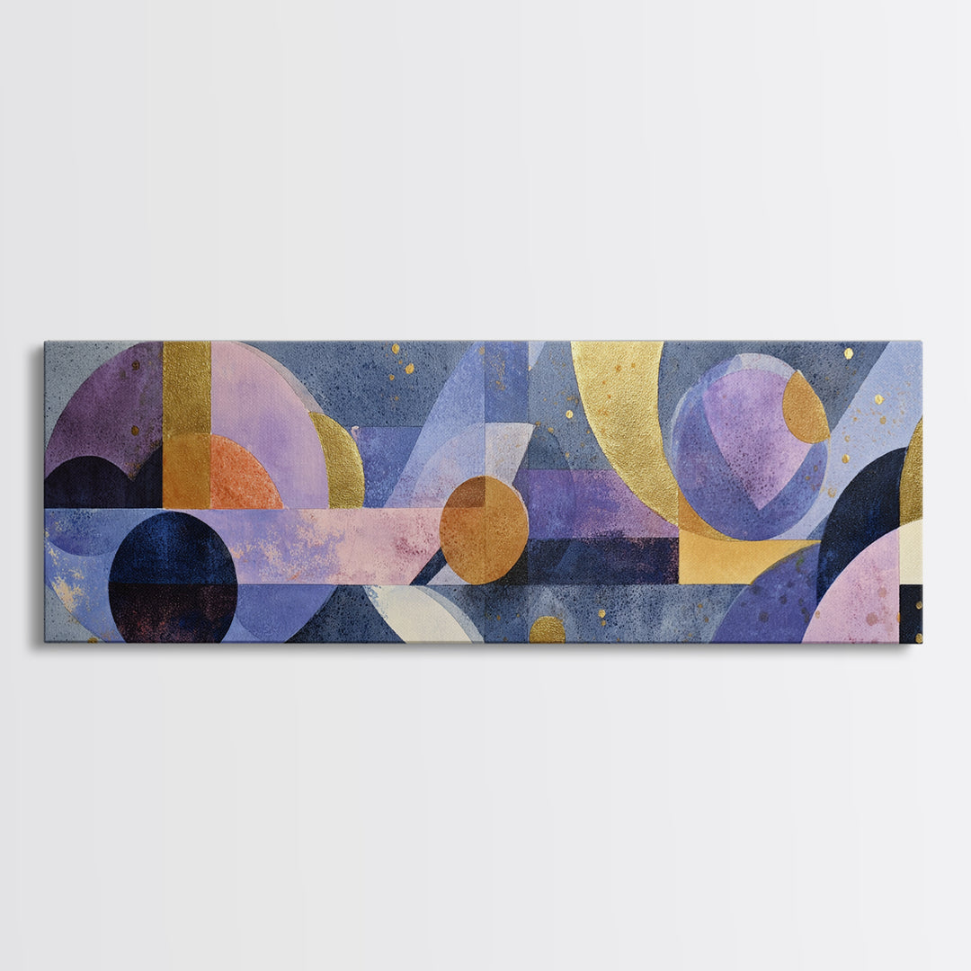 Purple Night Sky Framed Canvas Print, Monochrome Art, Large Wall Art, Living Room Decor, Oil Painting, Mono, Modern Wall Art, MON-3x1-79