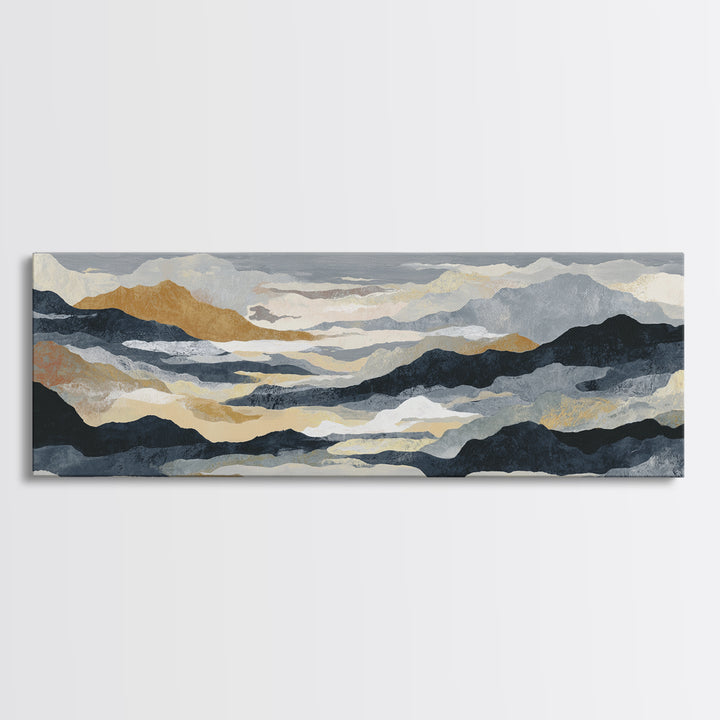 Charcoal Mountain Landscape Canvas Print, Monochrome Art, Art Print, Living Room Decor, Fine Art, Mono, Printable Art, MON-3x1-92