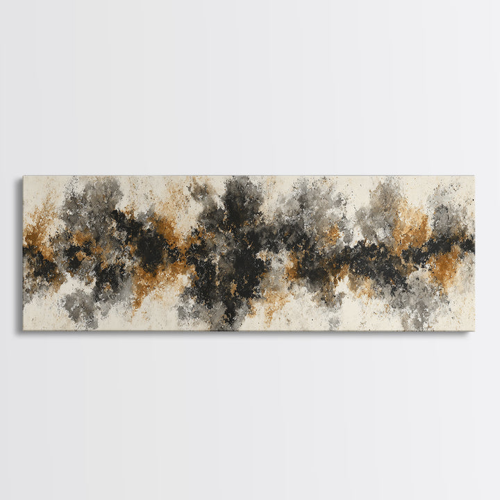 Black Ink Abstract Canvas Print, Monochrome Art, Printable Art, Living Room Decor, Abstract Art, Mono, Minimalist Wall Art, MON-3x1-94