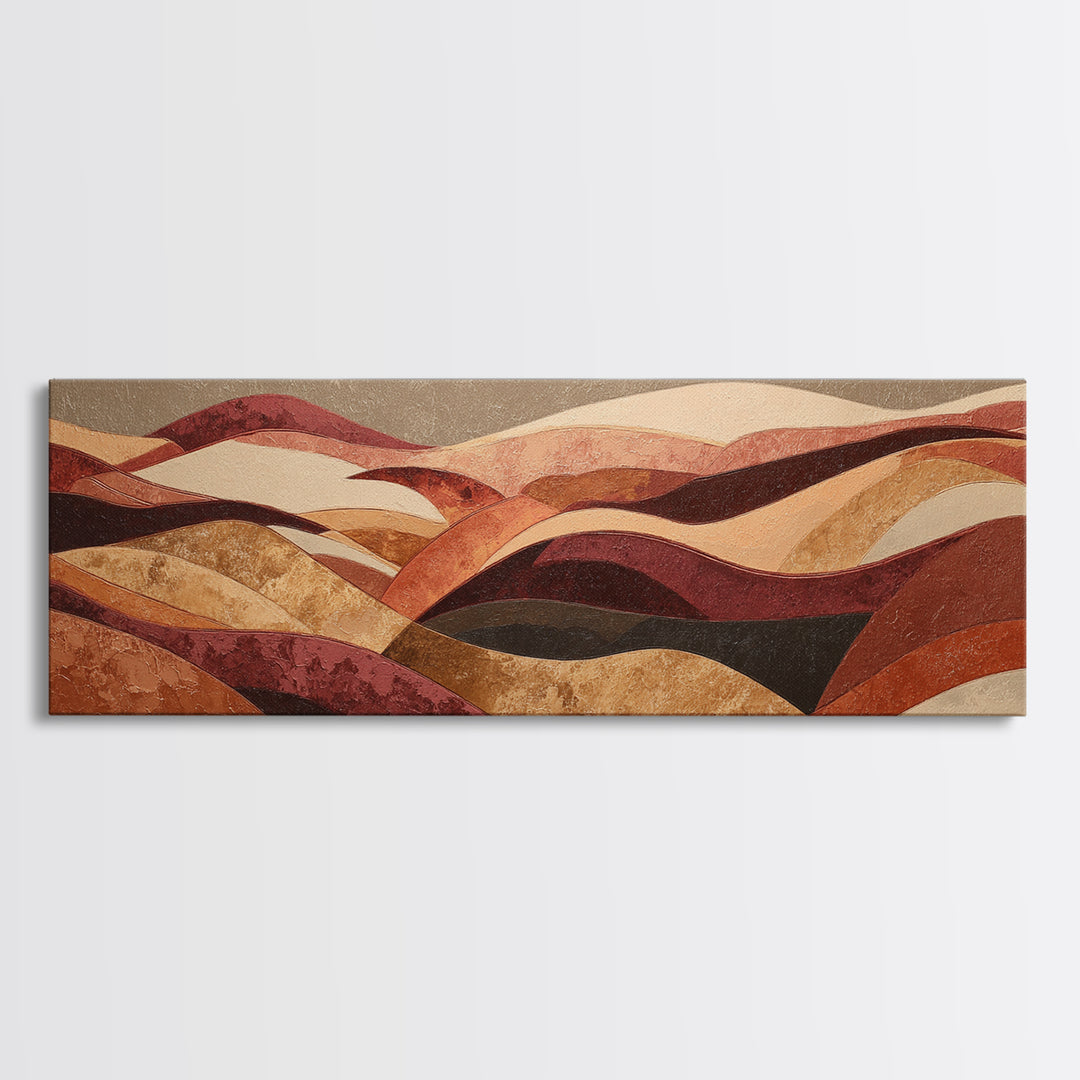 Warm Brown Desert Landscape Canvas Print, Monochrome Art, Gallery Decor, Living Room Decor, Fine Art, Mono, Contemporary Art, MON-3x1-97