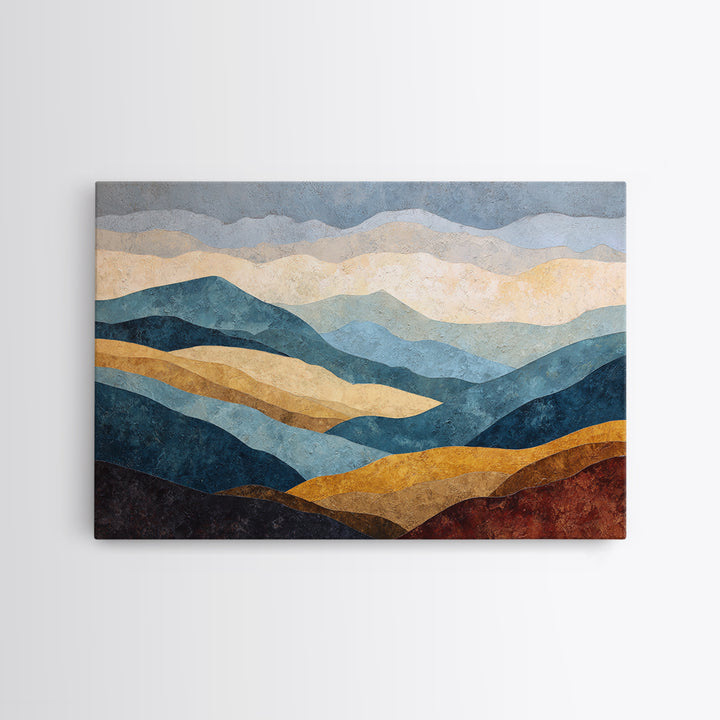 Blue Mountain Ridge Layers Framed Canvas Print, Monochrome Art, Modern Decor, Living Room Decor, Fine Art, Mono, Poster, MON-3x2-100