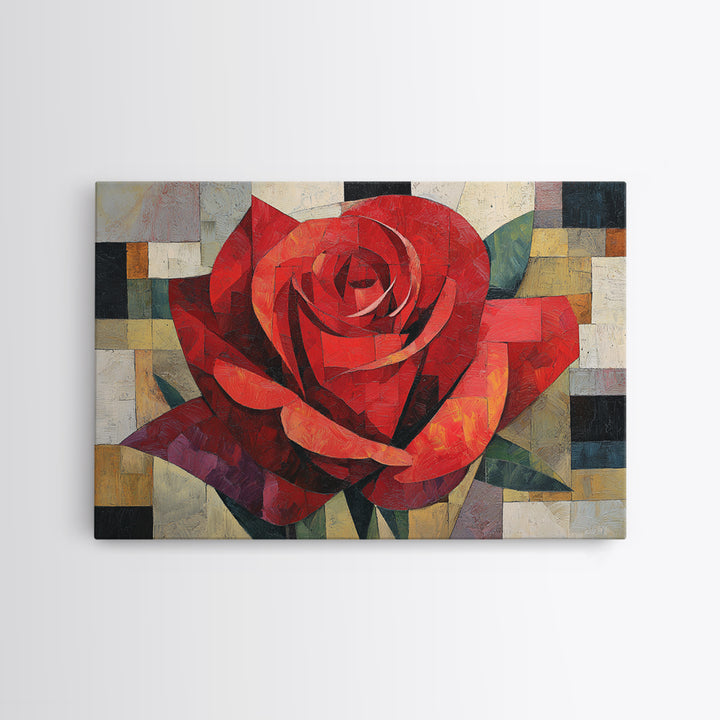 Single Red Rose Rendered Only Canvas Print, Monochrome Art, Dopamine Decor, Living Room Decor, Fine Art, Mono, Modern Decor, MON-3x2-11