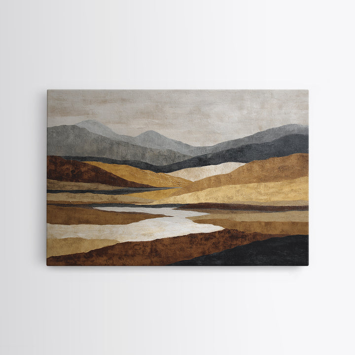 Warm Brown Desert Landscape Framed Canvas Print, Monochrome Art, Digital Print, Living Room Decor, Fine Art, Mono, Modern Art, MON-3x2-13