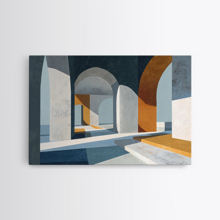Gray Architectural Arch and Shadow Study Framed Canvas Print, Monochrome Art, Printable Wall Art, Living Room Decor, Mono, MON-3x2-14