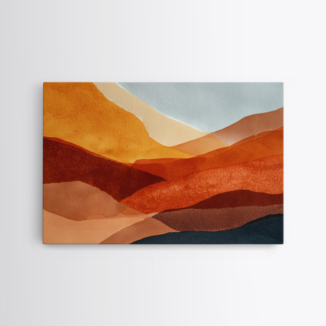 Burnt Orange Canyon Abstraction Framed Canvas Print, Monochrome Art, Textured Wall Art, Living Room Decor, Fine Art, Mono, MON-3x2-20
