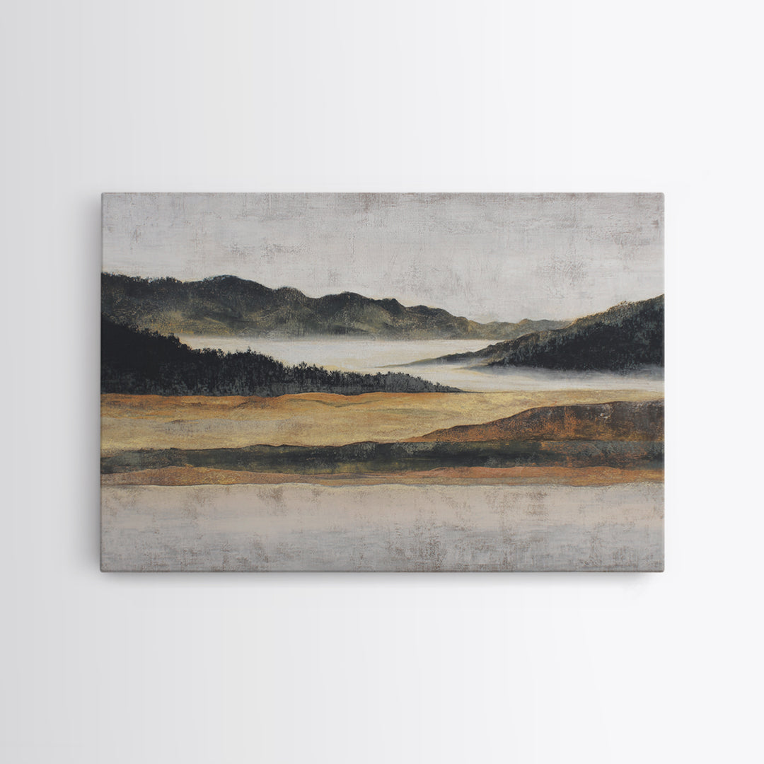 Charcoal Mountain Landscape Canvas Print, Monochrome Art, Printable Art, Living Room Decor, Oil Painting, Mono, MON-3x2-32