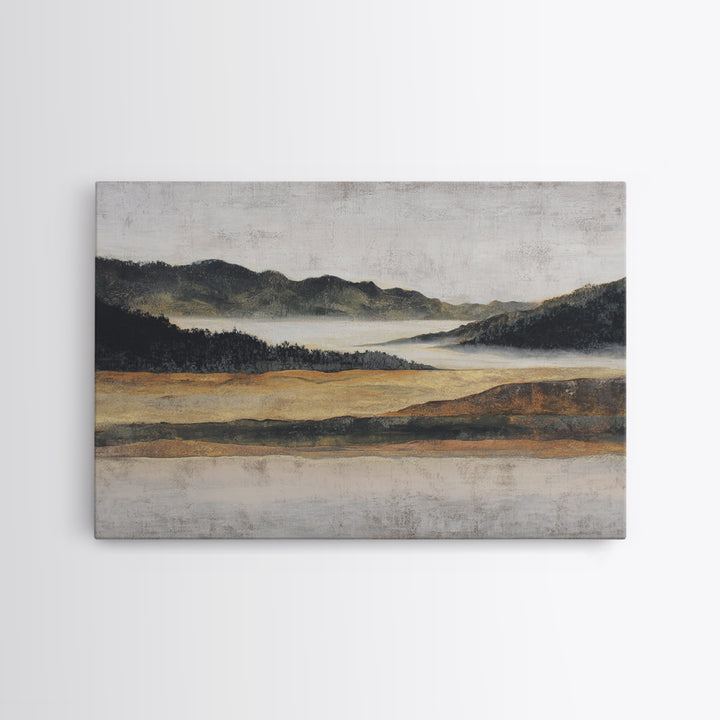 Charcoal Mountain Landscape Canvas Print, Monochrome Art, Printable Art, Living Room Decor, Oil Painting, Mono, MON-3x2-32