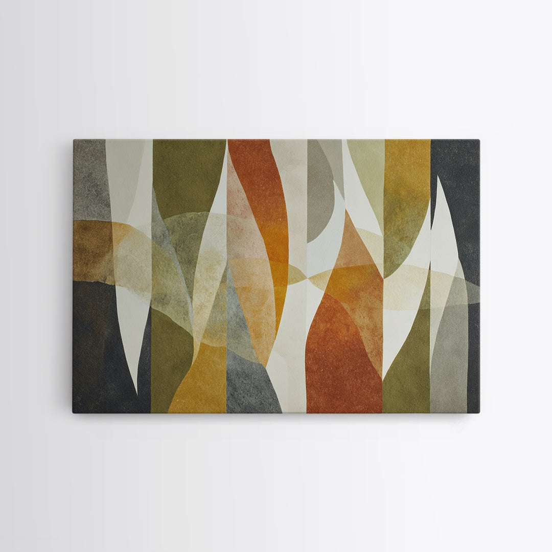 Olive Green Abstract Leaf Pattern Canvas Print, Monochrome Art, Dopamine Decor, Living Room Decor, Fine Art, Mono, Modern Decor, MON-3x2-48