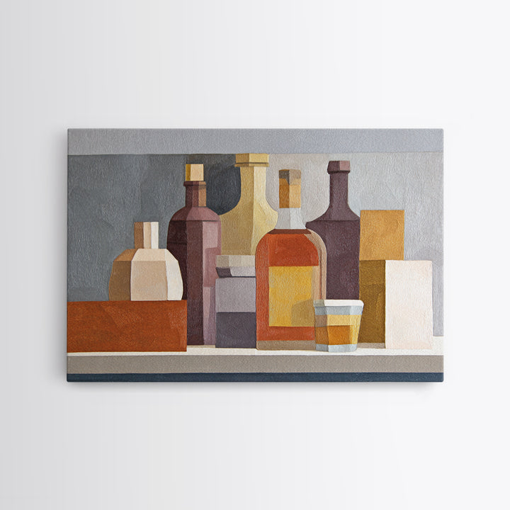 Brown Leather and Whiskey Still Life Canvas Print, Monochrome Art, Bedroom Wall Art, Living Room Decor, Fine Art, Mono, MON-3x2-51