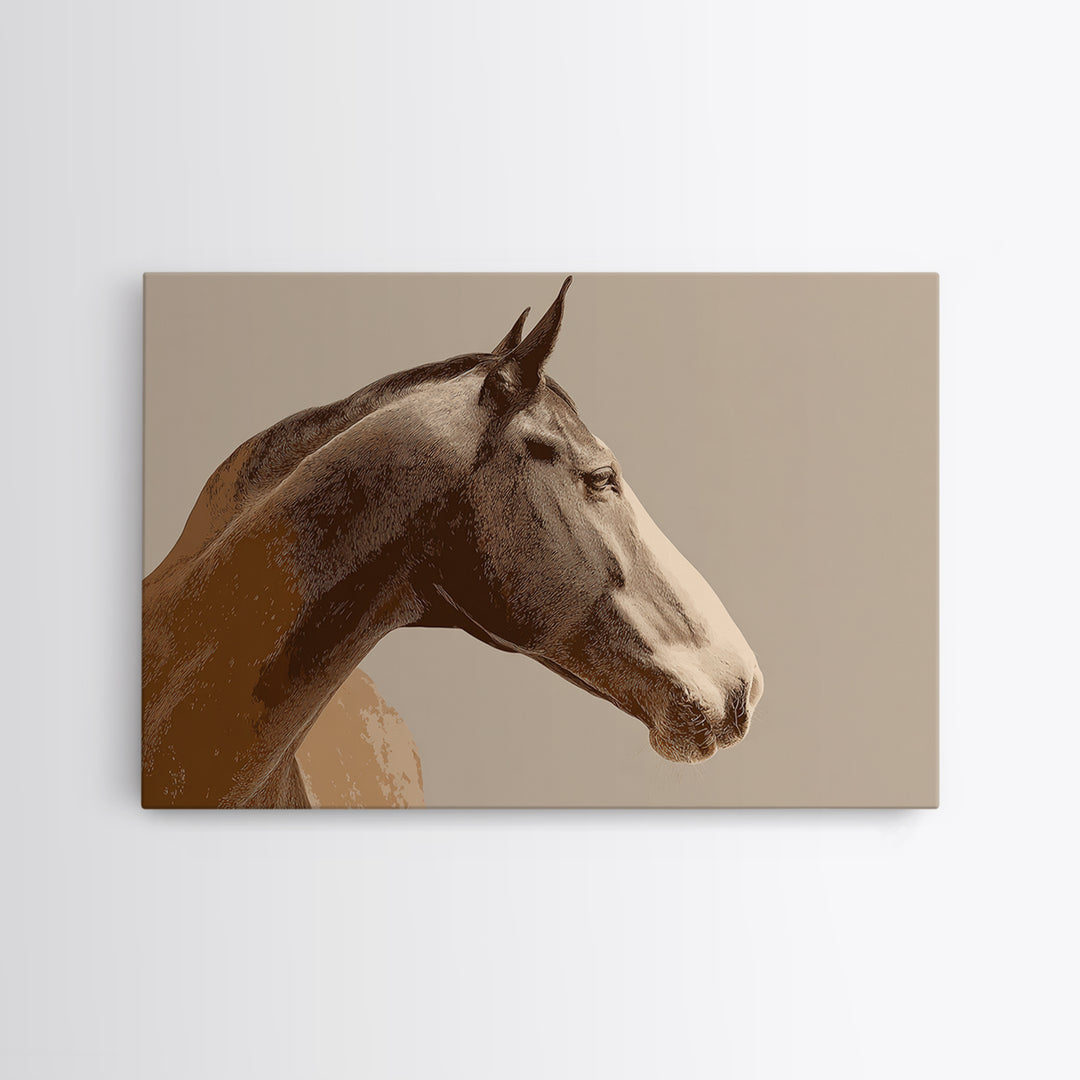 Sepia Horse Portrait Framed Canvas Print, Monochrome Art, Large Wall Art, Living Room Decor, Fine Art, Mono, Modern Wall Art, MON-3x2-6