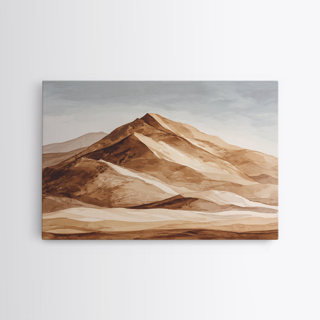 Warm Brown Desert Landscape Canvas Print, Monochrome Art, Dopamine Decor, Living Room Decor, Fine Art, Mono, Modern Decor, MON-3x2-61