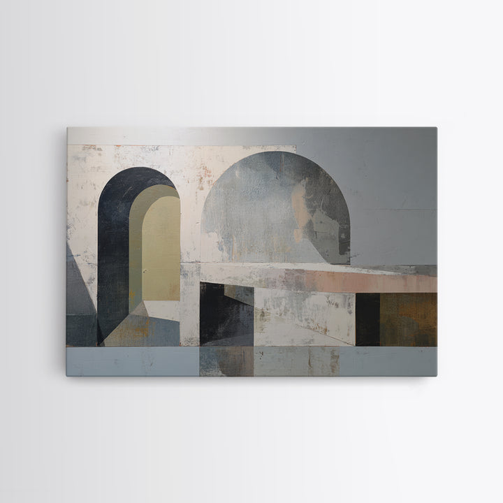 Gray Architectural Arch and Shadow Study Canvas Print, Monochrome Art, Abstract Art, Living Room Decor, Fine Art, Mono, MON-3x2-62